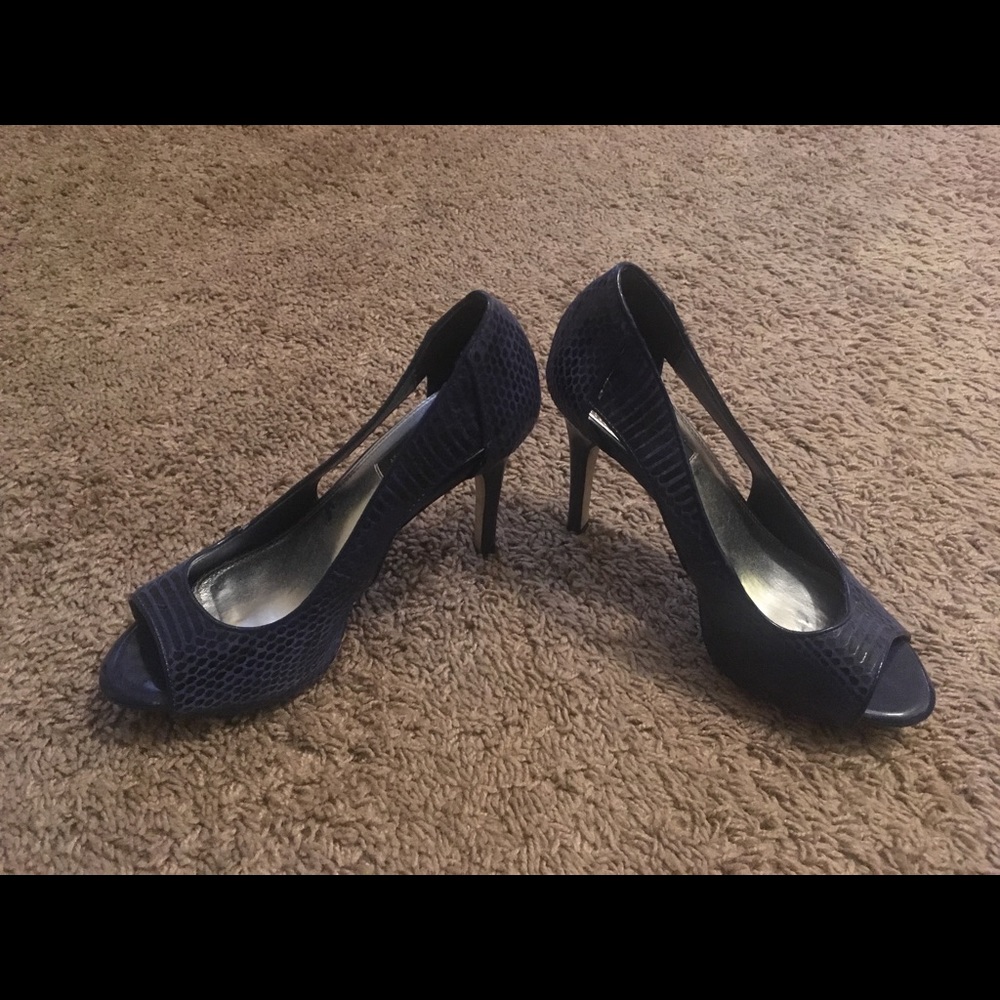 WHBM snakeskin peep toe pumps. final price